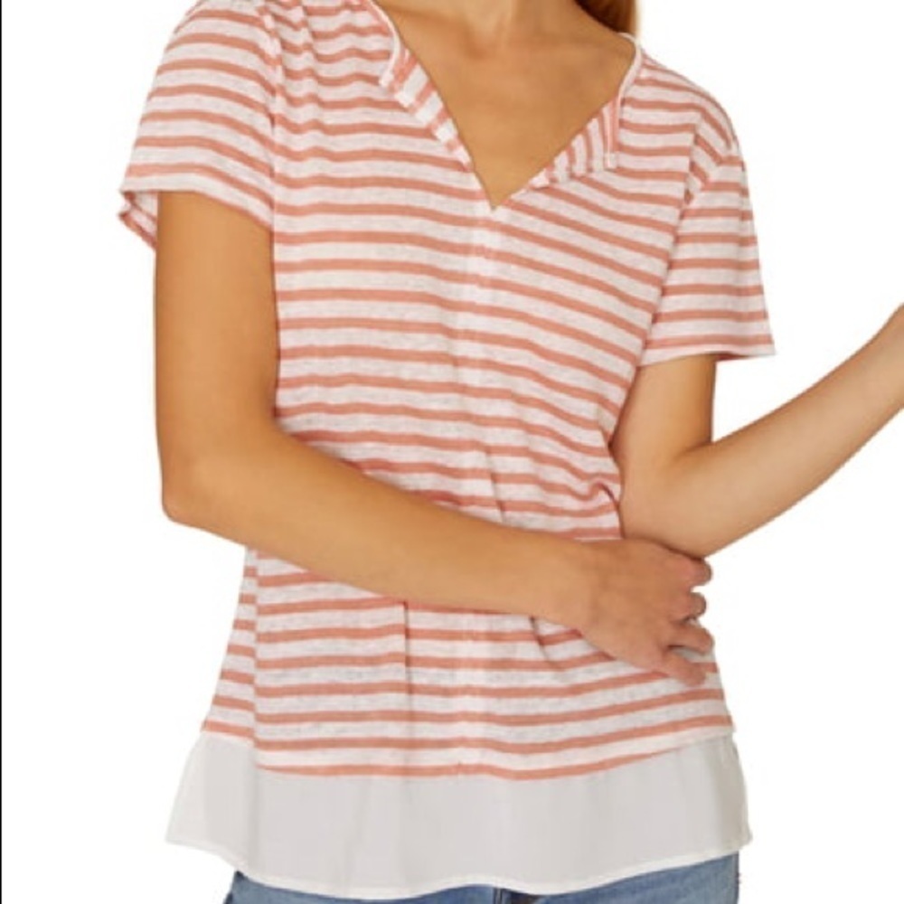 Sanctuary Orange/Cream‎ Striped Uptown Lined Top